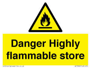 Danger Highly flammable store sign
